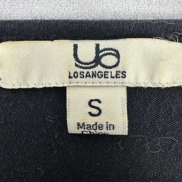 ya Los Angeles Black Long Sleeve Crew Neck Stretch Top Size Small Lightweight - Picture 3 of 5
